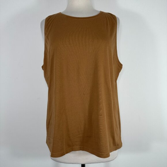 New Pact Sleeveless Tank Women's Sz XL Organic Cotton Comfy Tan - Picture 1 of 10